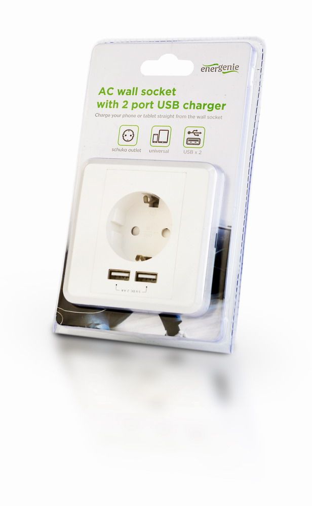 GEMBIRD EG-ACU2A2-01 Energenie AC wall socket with 2 port USB charger German socket_1