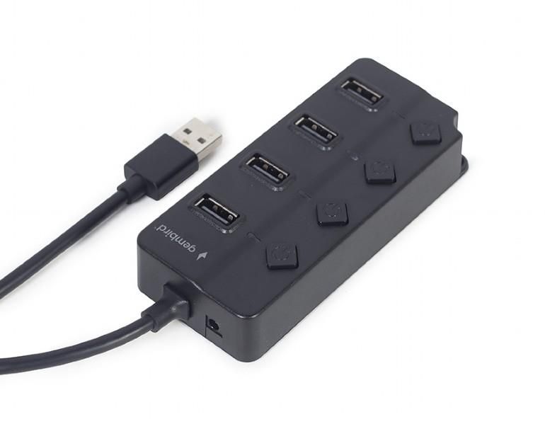 GEMBIRD USB 2.0 powered 4-port hub with switches black_1