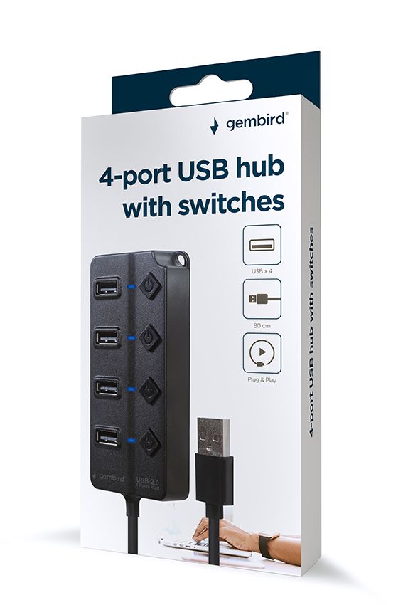 GEMBIRD USB 2.0 powered 4-port hub with switches black_2