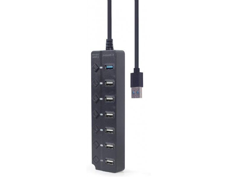 GEMBIRD 7-port USB HUB 1 x USB 3.1 + 6 x USB 2.0 with switches black_1