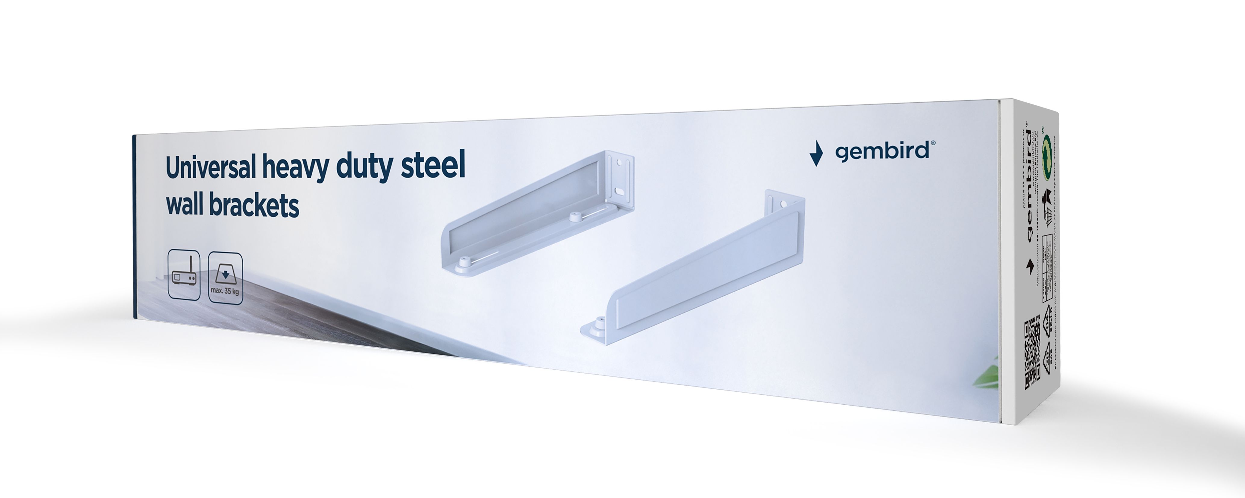 GEMBIRD WM-U35-01-W Universal heavy duty steel wall brackets 35 kg white_1