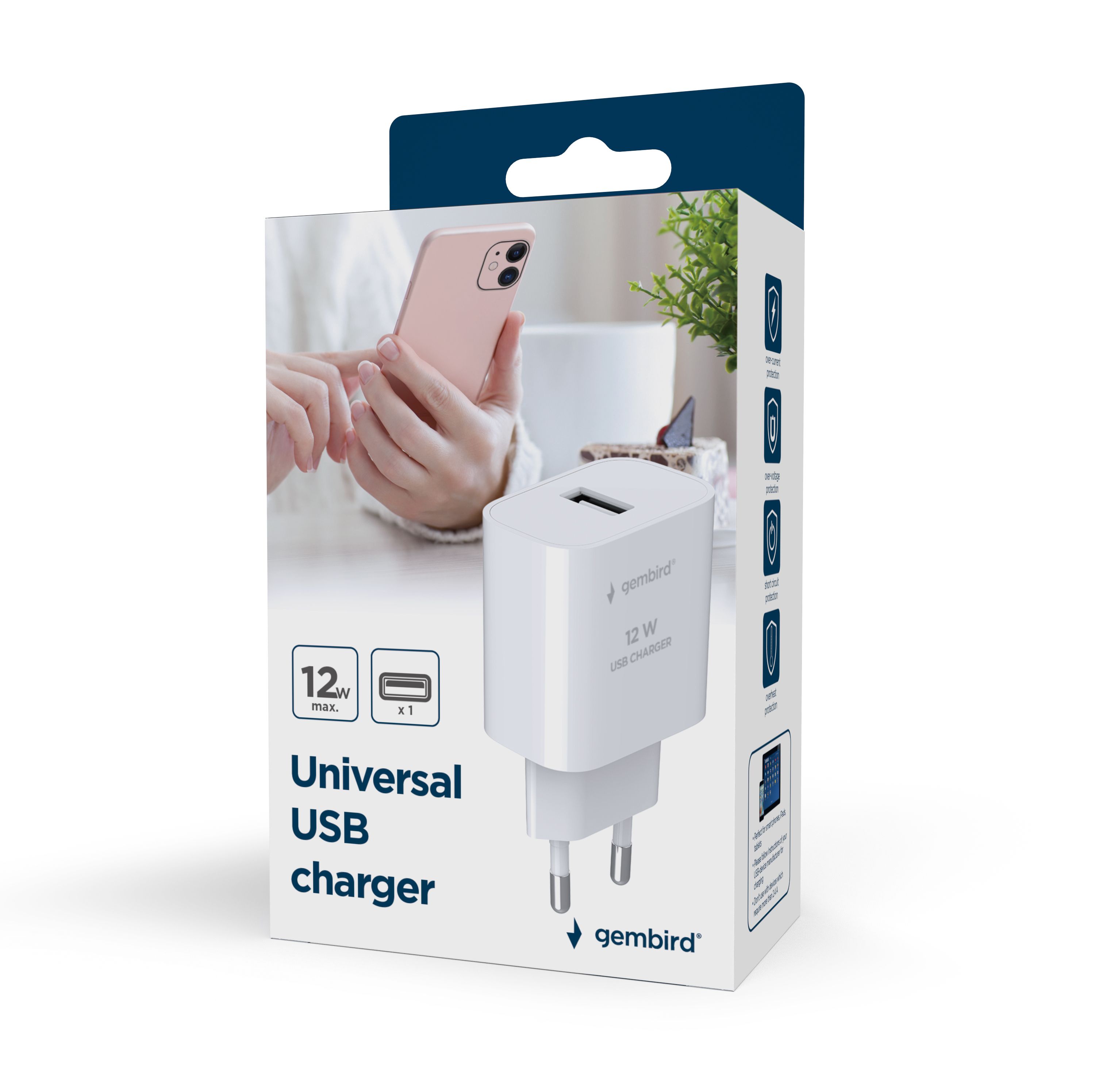 GEMBIRD Universal USB charger 2.4A white_1