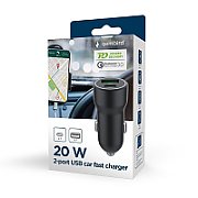 GEMBIRD 2-port USB car fast charger Type-C PD 20W black_2