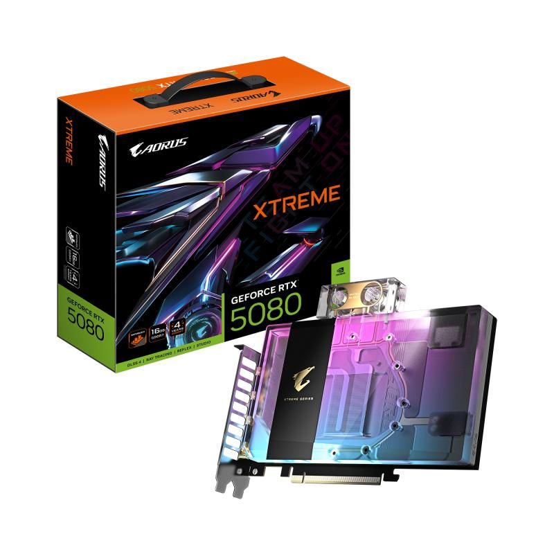 GIGABYTE Video Card NVIDIA GeForce RTX 5080 AORUS XTREME WATERFORCE WB 16G (16GB GDDR7/256bit, PCI-E 5.0, 3xDP, 1xHDMI, Recommended PSU 850W) ATX_2