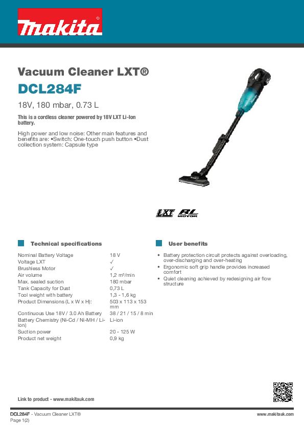 MAKITA. VACUUM CLEANER 18V DCL284FRF CAPSULE_5