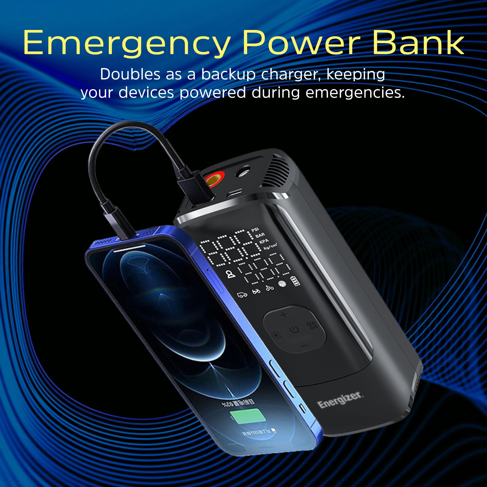 Powerbank and Air Compressor Energizer PAC4000 2000 mAh_3