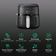Philips 2000 series NA221/00 fryer Single 4.2 L Stand-alone 1500 W Hot air fryer Black  Silver_4