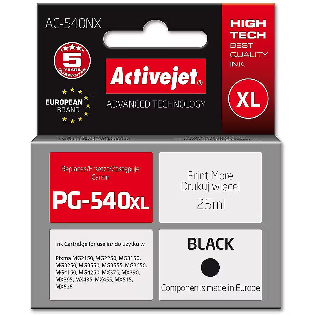 Activejet AC-540NX ink for Canon printer (replacement for Canon PG-540XL) Supreme  25 ml  black_3