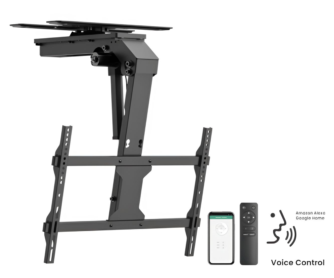 Suport TV motorizat de tavan smart Blackmount M07TURNAI, diagonale 37-75 ,max.45kg, Via voce/aplicație Tuya/ telecomanda