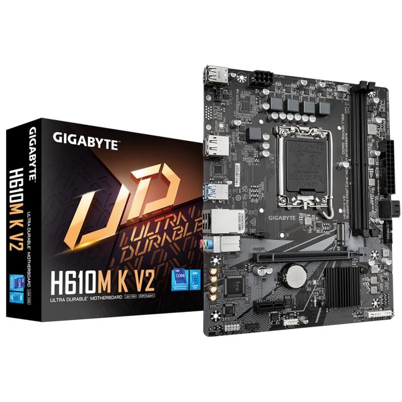 Placa de Baza GIGABYTE H610M K V2 LGA1700, 2x DDR5, 1x HDMI 1x DP, 1x PCIE 4.0 x16 1x PCIE 3.0 x1, 1x M.2, 2x SATA 6GB/s, mATX_2