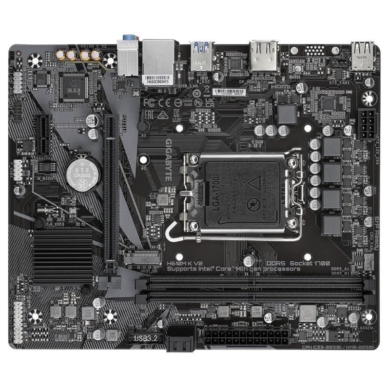 Placa de Baza GIGABYTE H610M K V2 LGA1700, 2x DDR5, 1x HDMI 1x DP, 1x PCIE 4.0 x16 1x PCIE 3.0 x1, 1x M.2, 2x SATA 6GB/s, mATX_5