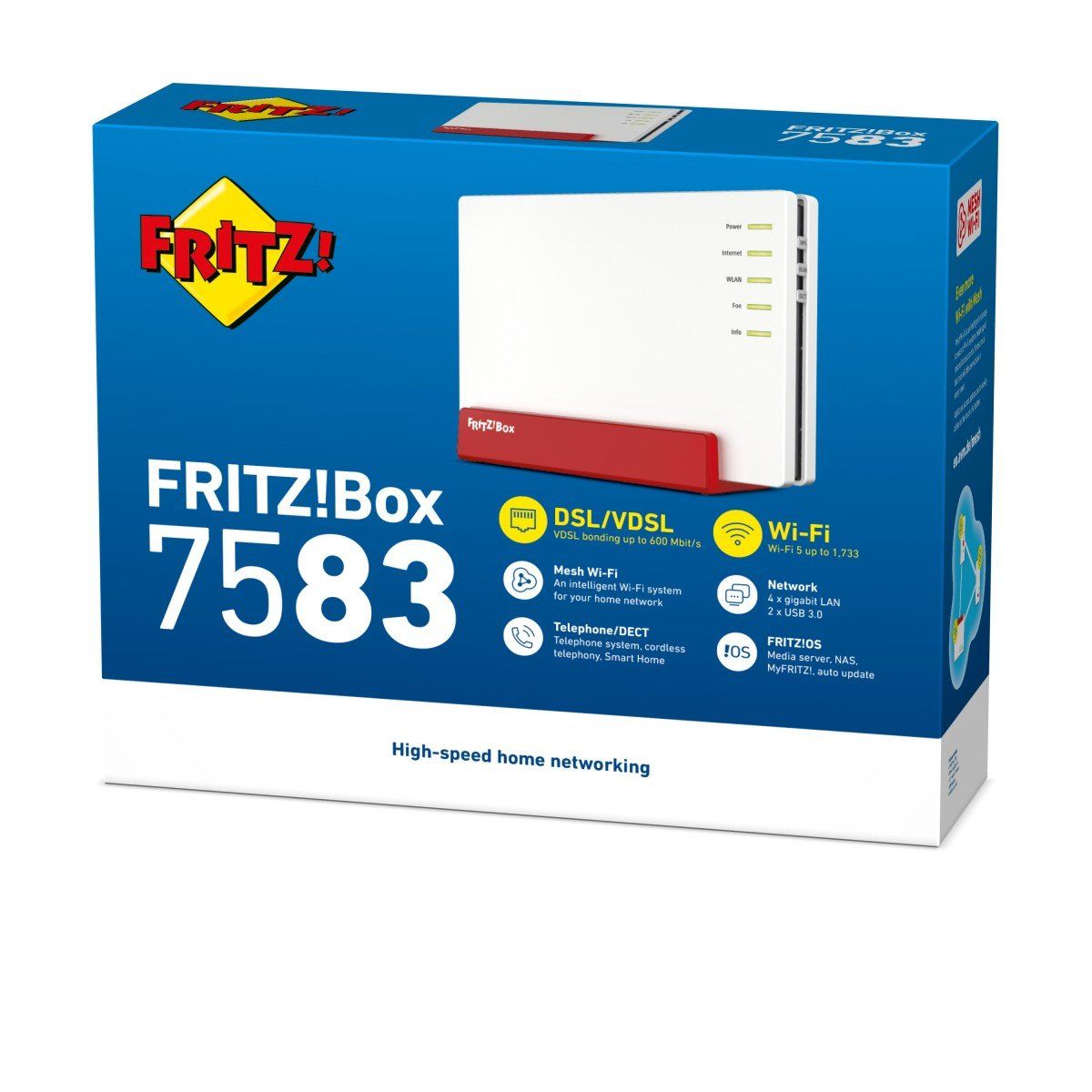 FRITZ!Box FRITZ! BOX 7583 VDSL router wireless Gigabit Ethernet Bandă dublă (2.4 GHz/ 5 GHz) 4G Roşu, Alb_2