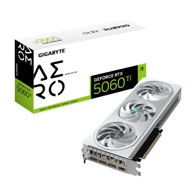 GIGABYTE GeForce RTX 5060 Ti AERO OC 8G Graphics Card - 8GB GDDR7  128bit  PCI-E 5.0  2647MHz Core Clock  3 x DisplayPort  1 x HDMI  GV-N506TAERO OC-8GD_1