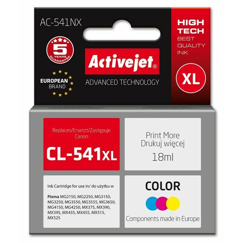 Activejet AC-541NX ink for Canon printer (replacement Canon CL-541XL) Supreme  18 ml  blue  yellow  red_2