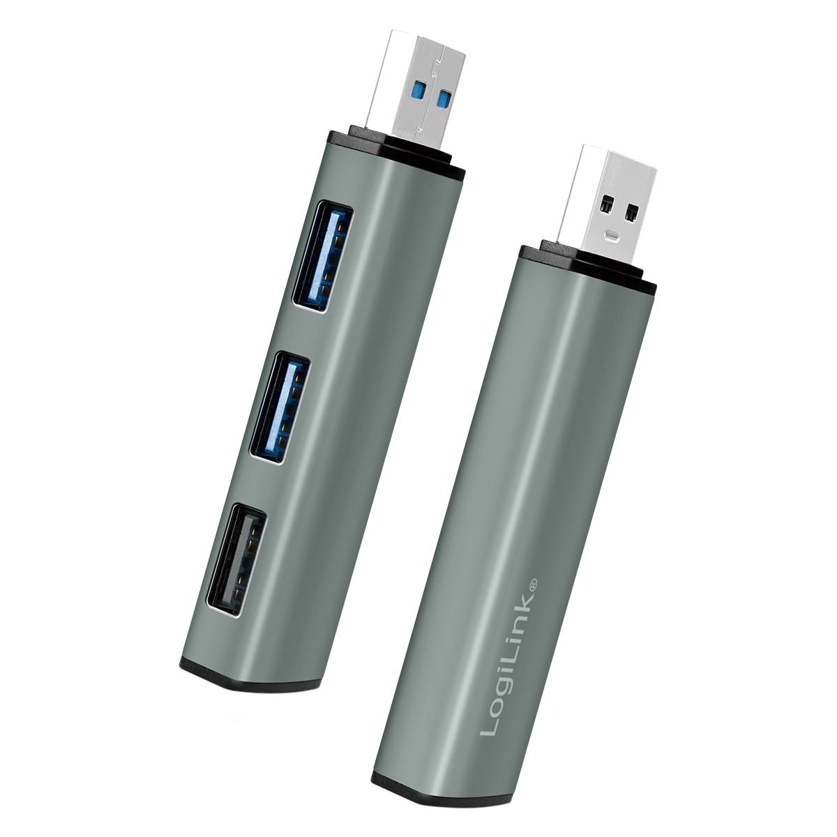HUB extern LOGILINK, porturi USB: USB-A 3.0 x 3, conectare prin USB-A, aluminiu, prot. supracurent, supratensiune, gri, 