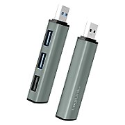 HUB extern LOGILINK, porturi USB: USB-A 3.0 x 3, conectare prin USB-A, aluminiu, prot. supracurent, supratensiune, gri, 