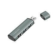 HUB extern LOGILINK, porturi USB: USB-A 3.0 x 3, conectare prin USB-A, aluminiu, prot. supracurent, supratensiune, gri, 