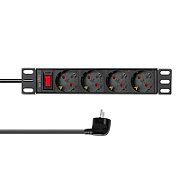 PDU LOGILINK 1U pt. rack 10 inch, 4 prize Schuko, intrare Schuko, max 16 A, ON/OFF, IP20, 2 m, negru, 