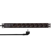 PDU LOGILINK 1U pt. rack 19 inch, 8 prize Schuko, intrare Schuko, max 16 A, prot. suprasarcina, IP20, 2 m, negru, 