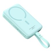 POWER BANK Baseus Magnetic Mini Wireless, 10000mAh, max 30W pe cablu, 1 x USB Type-C output/input, 15W wireless charging, albastru, 