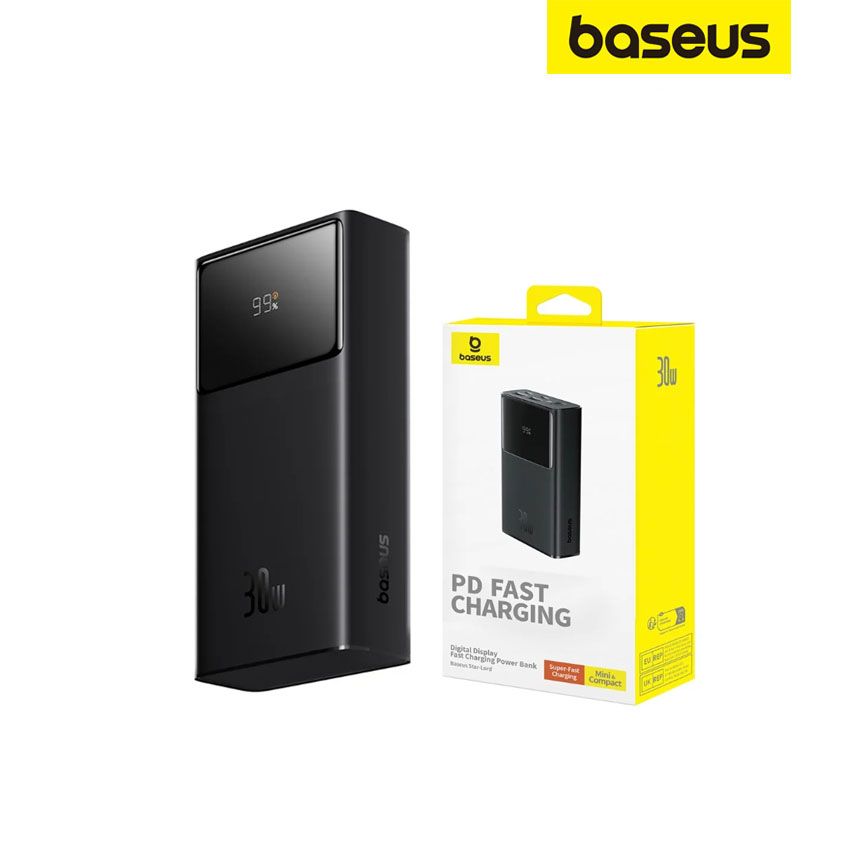 POWER BANK Baseus Star-Lord Digital, display, capacitate 10000mAh, 30W, 2 x USB; 1 x USB Type-C, total 5V/3A, negru, 