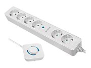 PRELUNGITOR LOGILINK, Schuko x 6, cablu 3G 1.5mm2, 230 V/16 A, 50 Hz, max. 3500 W, ON/OFF de picior pt. 4 prize, 1.5m, alb, 