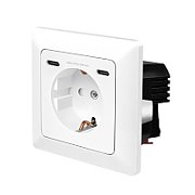 PRIZA LOGILINK, pentru perete, Schuko x 1, 2xUSB-C PD 25W , 230V AC, 50 Hz, 16A, protectie IP20, adancime 29.5mm, alb, 
