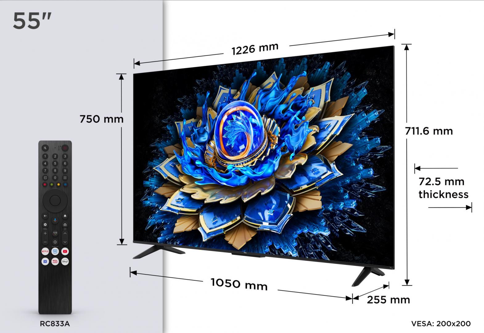 Televizor TCL QLED 55T69C, 138 cm, Smart Google TV, 4K Ultra HD, (Model 2025)_2