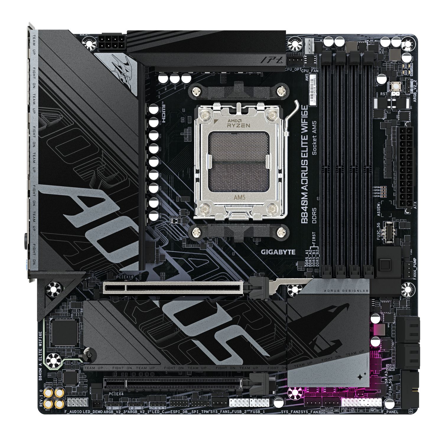 Placa de Baza GIGABYTE B840M AORUS ELITE WIFI6E AM5, 4x DDR5, 1x DP 1x HDMI, 1x PCIE 4.0 x16 1x PCIE 3.0 x16, 2x M.2, 4x SATA 6GB/s, mATX