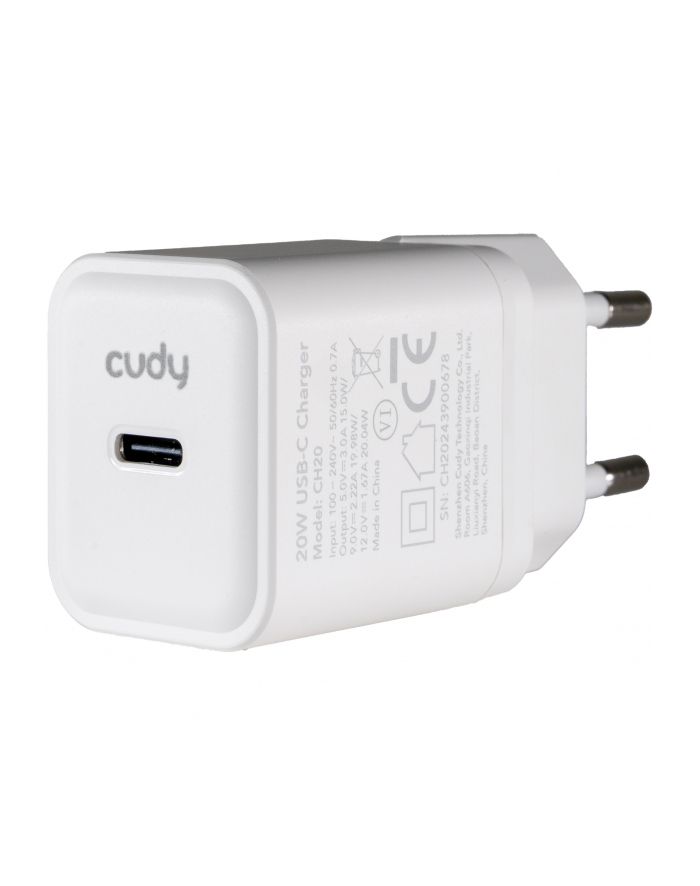 CUDY 20W USB-C Charger, GaN, 1 USB-C port, QC+PD 3.0, EU plug, for iPhone 12 Series and above, Galaxy, iPad and More_2