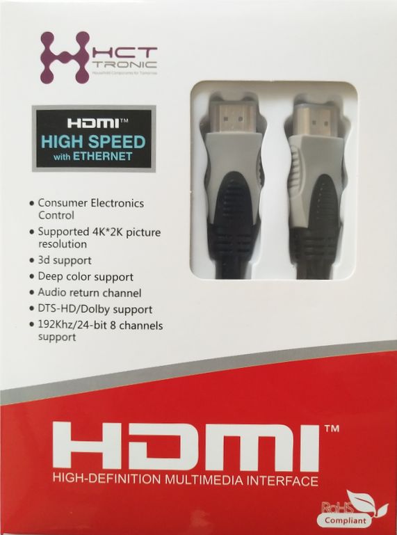 HDMI cable version 2.0 HDMI A male to HDMI A male, 10m, maximum resolution: 4Kx2K 60Hz
- gold plated contacts
- 3D support
- ARC - Audio Return Channel
- DTS-HD/Dolby support
- 192kHz/24-bit 8 channels support
- High Speed
- Ethernet
Packaging: blister 1 pc.