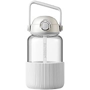 BUYDEEM Pop-Up Straw Glass Bottle, model DG710, color Oats White_1