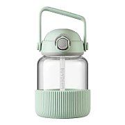 BUYDEEM Pop-Up Straw Glass Bottle 800 ml, model DG78, color Cozy Greenish_1