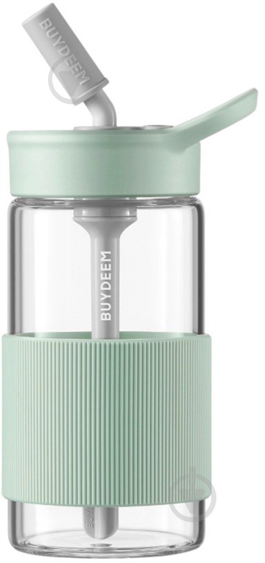 BUYDEEM Portable Glass Straw Bottle 500 ml, model CD1017, color Cozy Greenish_1