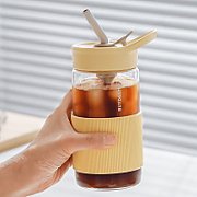 BUYDEEM Portable Glass Straw Bottle 500 ml, model CD1017, color Mellow Yellow_1