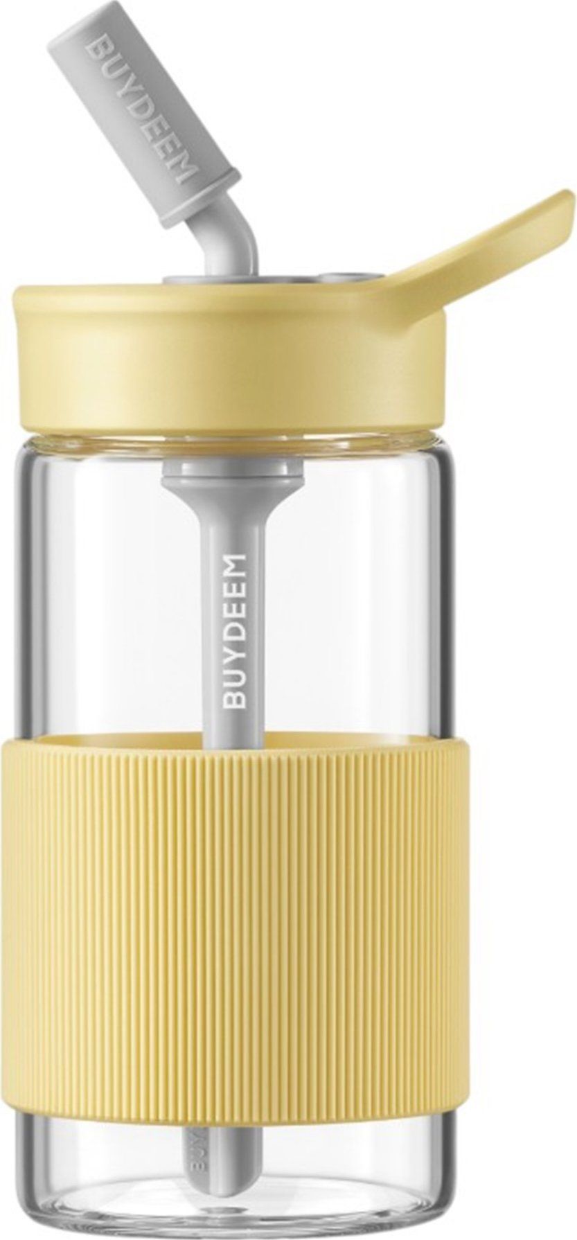 BUYDEEM Portable Glass Straw Bottle 500 ml, model CD1017, color Mellow Yellow_2