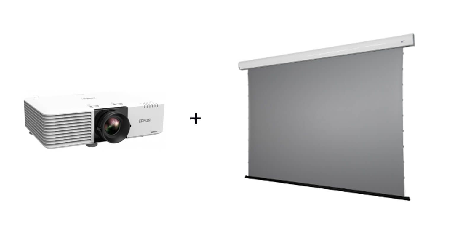 Pachet proiectie Home Cinema cu Videoproiector wireless Epson L530U si Ecran electric gri EliteScreens DWN110XHD3-E12_1