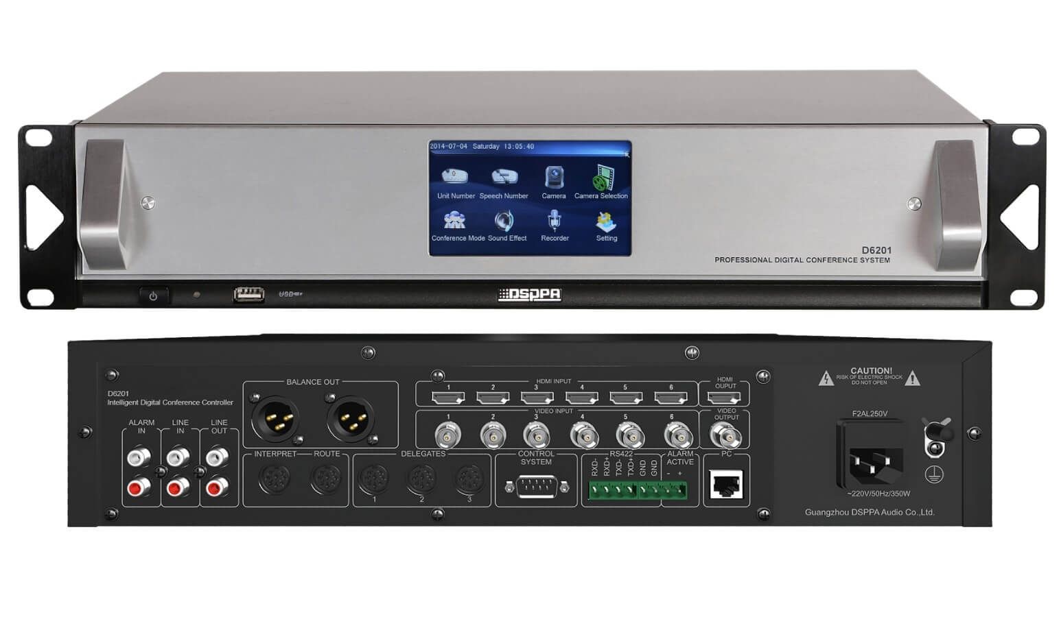 Controller Inteligent seamless de Audioconferinta DSPPA D6201C, cu ecran touch de 4.3