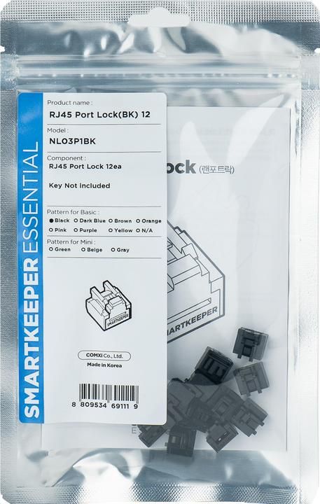 SmartKeeper NL03P1BK 12 x RJ45 Port Blockers without Lock Key Basic Black Schwarz SLSART-0064 SLSART0064 (SLSART-0064)_2