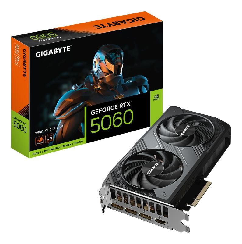 Placa Video GIGABYTE GEFORCE RTX 5060 WINDFORCE OC 8GB GDDR7 128 bit, PCIE 5.0, 3x DP 1x HDMI_1