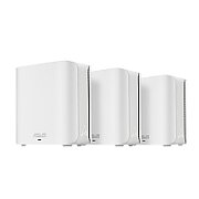 Asus Zen WIFI dual-band whole-home coverage, BD4 (W-3-PK), Network Standard: IEEE 802.11a, IEEE 802.11b, IEEE 802.11g, WiFi 4 (802.11n), WiFi 5 (802.11ac), WiFi 6 (802.11ax), WiFi 7 (802.11be) IPv4, IPv6, internal antenna x 4, Transmit/Receive: 2.4 GHz 2 x 2, 5 GHz 2 x 2, 5 Memory: 128 MB Flash, 512_1