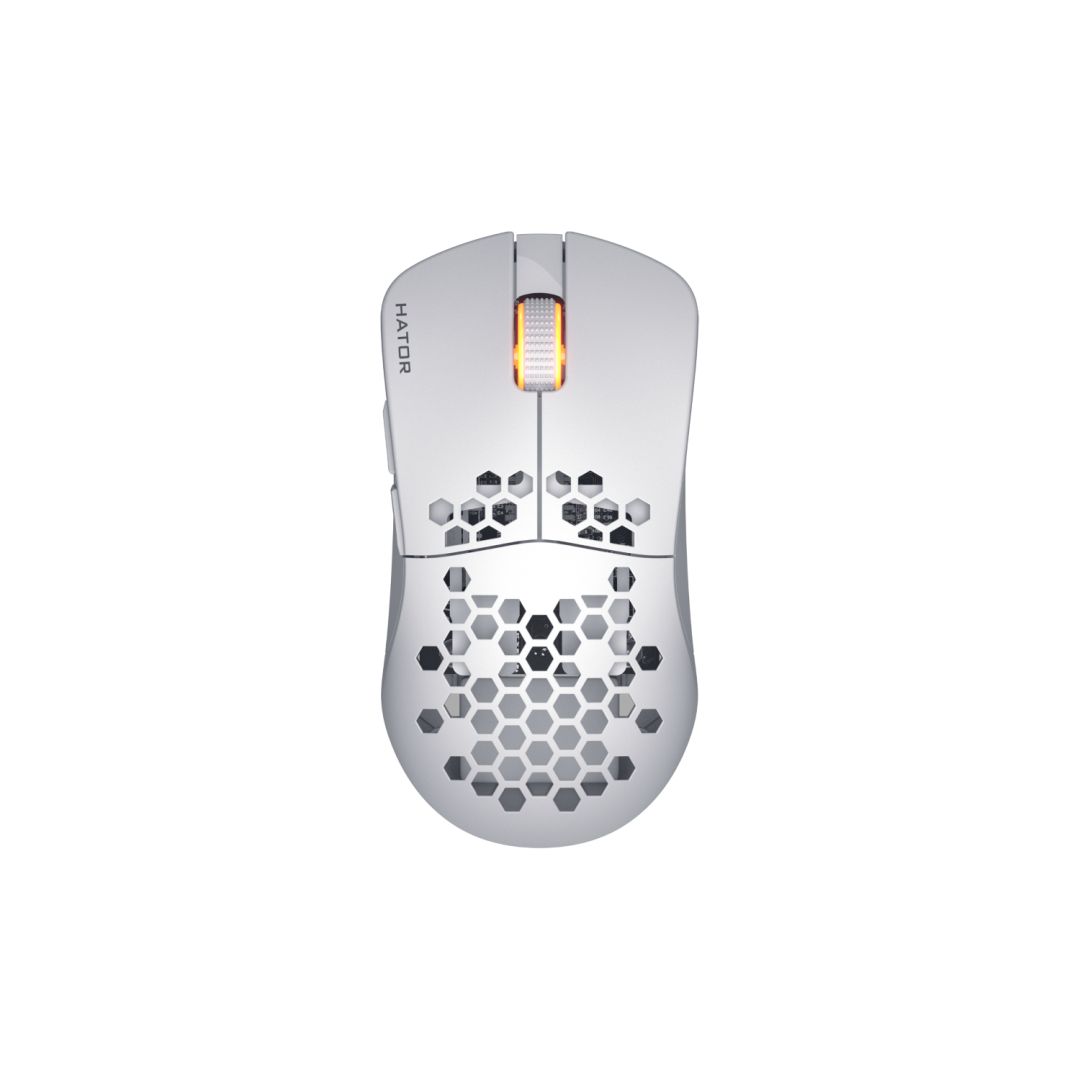 Mouse wireless Hator Stellar Pro, conectivitate 2.4GHz, bluetooth si USB, polling rate pana la 1000Hz, capacitate baterie 300mAh, durata de viata baterie in modul wireless pana la 18H (iluminare pornita), pana la 42 de ore (iluminare oprita), timp incarcare 2 ore, tip senzor Optical PixArt 3395_3
