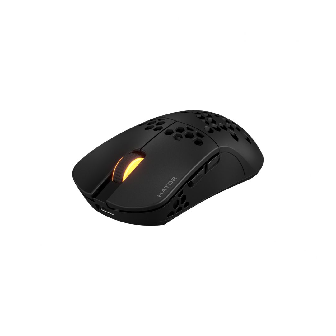 Mouse wireless Hator Stellar Pro, conectivitate 2.4GHz, bluetooth si USB, polling rate pana la 1000Hz, capacitate baterie 300mAh, durata de viata baterie in modul wireless pana la 18 ore (iluminare pornita), pana la 42 de ore (iluminare oprita), timp incarcare 2 ore, tip senzor Optical PixArt 3395_1