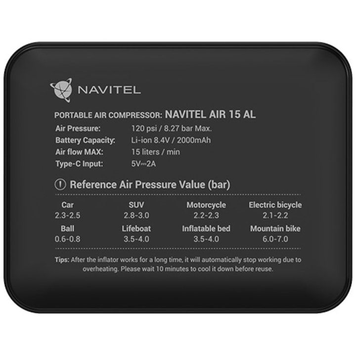 Compresor Navitel Auto-Moto, cu acumulator, LED light_3
