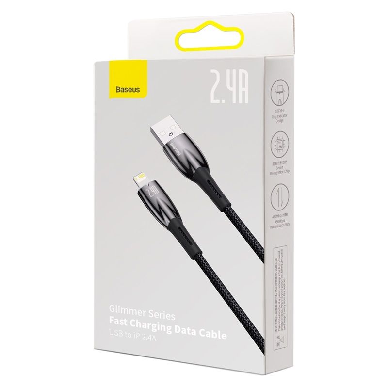 CABLU alimentare si date Baseus Glimmer, Fast Charging Data Cable pt. smartphone, USB la Iphone Lightning, 1m, negru 