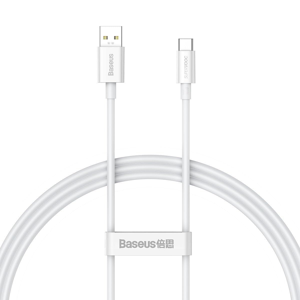 CABLU alimentare si date Baseus Superior (SUPERVOOC), pt. smartphone, USB la USB Type-C , 65W, 1m, alb 