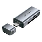 CARD Reader extern Vention, interfata USB-C, citeste/scrie microSD, microSDHC, microSDXC, SD, SDHC, SDXC, aluminiu, gri, 