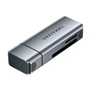 CARD Reader extern Vention, interfata USB-C, citeste/scrie microSD, microSDHC, microSDXC, SD, SDHC, SDXC, aluminiu, gri, 