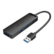 HUB USB Vention, porturi: 4 x USB 3.2 gen 1, micro USB (M), conectare prin USB 3.2 gen 1, rata transfer 5 Gbps, ABS, cablu 0.5m, negru, 