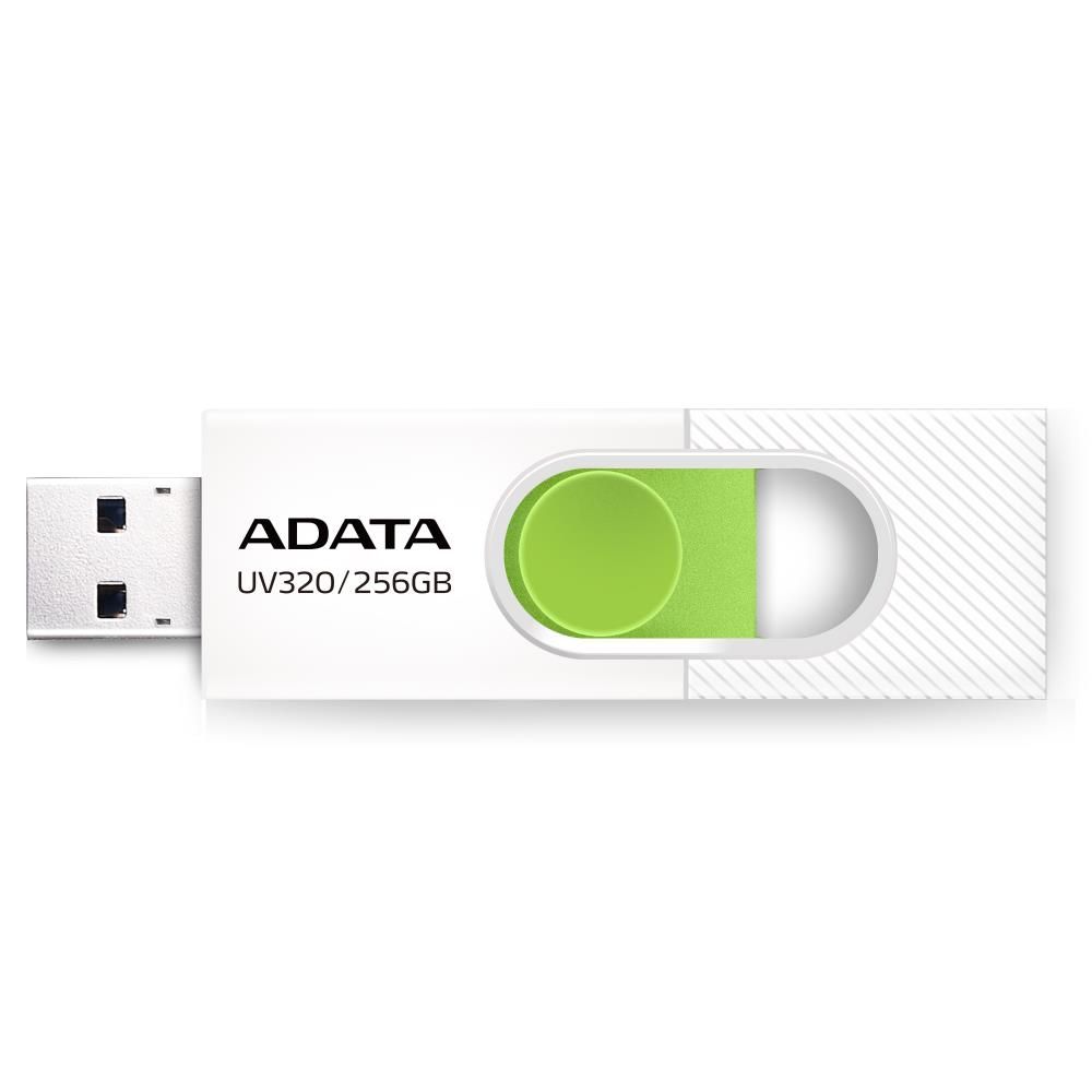 MEMORIE USB 3.2 ADATA 256 GB, retractabila, alb & verde, carcasa plastic 